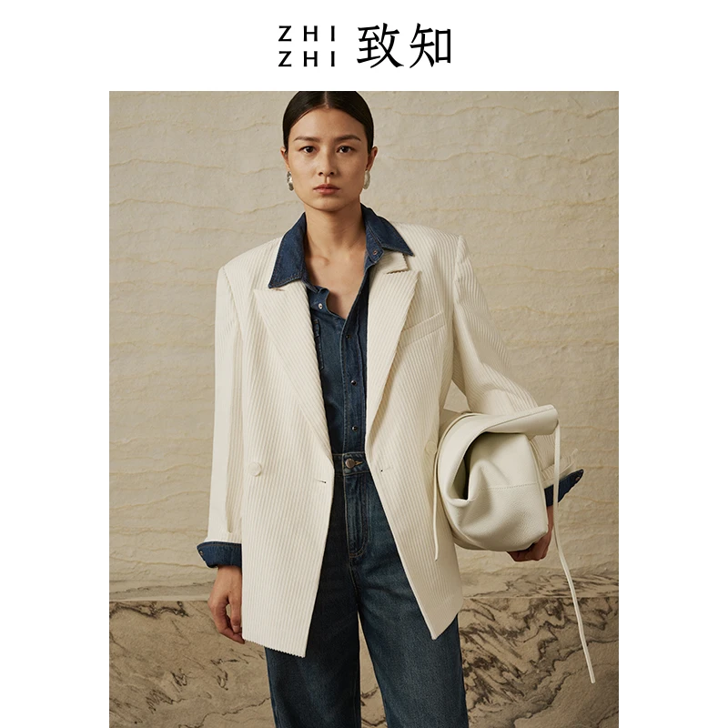 致知 凝枕山 西装外套女士显瘦格雷系穿搭ZZ2CAWX2029