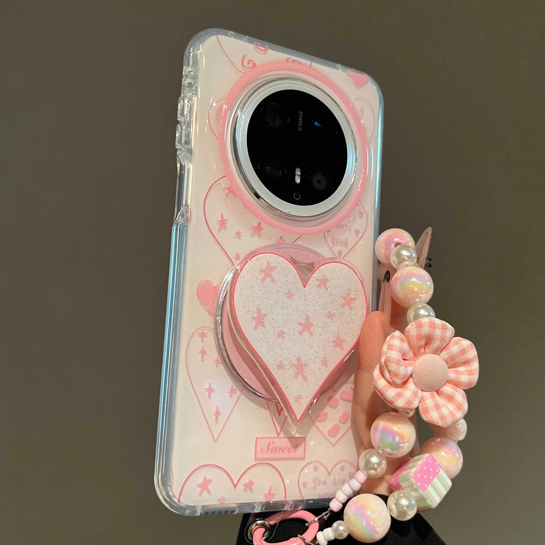 ins磁吸爱心支架适用华为mate70手机壳新款mate60pro+高档pura70