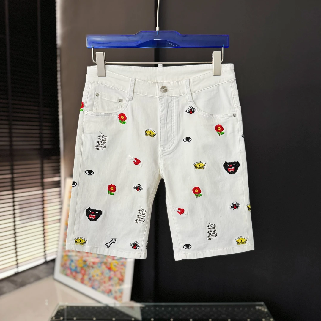 25年夏季新款男士刺绣时尚侧兜高品质潮流短裤-9164