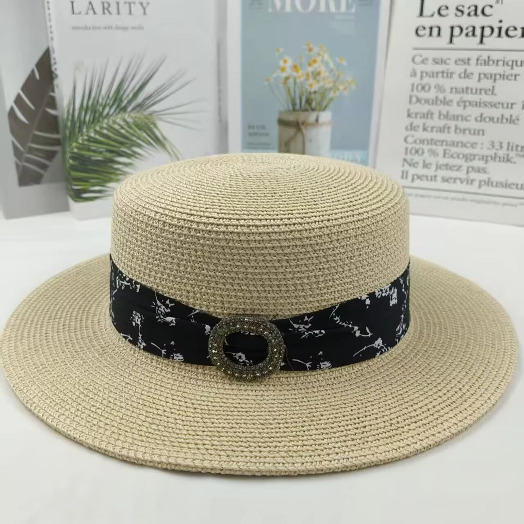 帽子女夏季遮阳防晒防紫外线沙滩太阳帽百搭礼帽文艺复古平顶草帽
