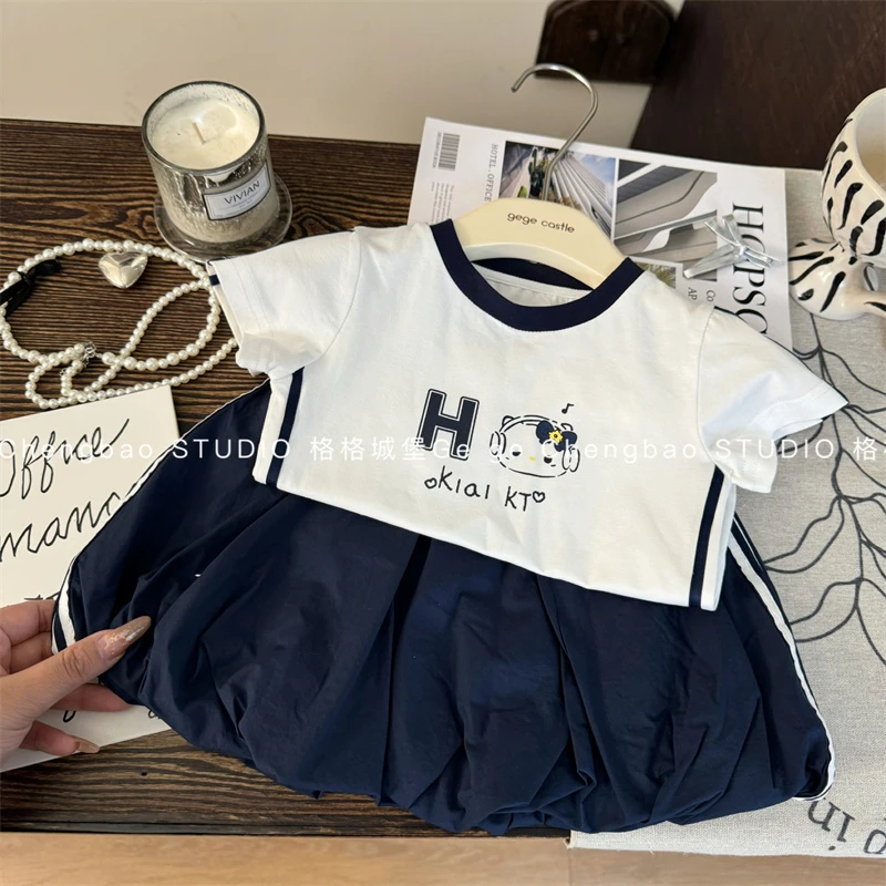 女宝宝夏装套装2025新款kt猫裙裤两件套时尚夏季