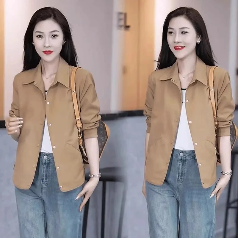 时尚衬衣短外套女春2025年春秋季新款气质休闲百搭简约衬衫上衣潮