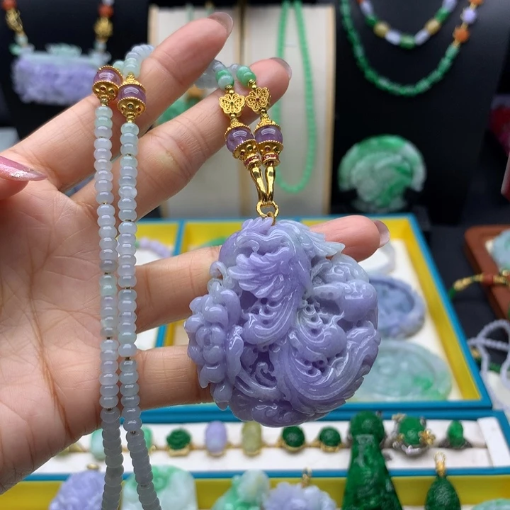 颈饰未镶嵌翡翠紫翡凤凰