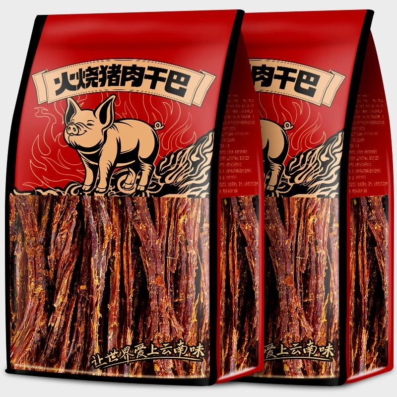 云南火烧猪肉干巴香辣五香味风干手撕猪肉条解馋休闲零食小吃肉类