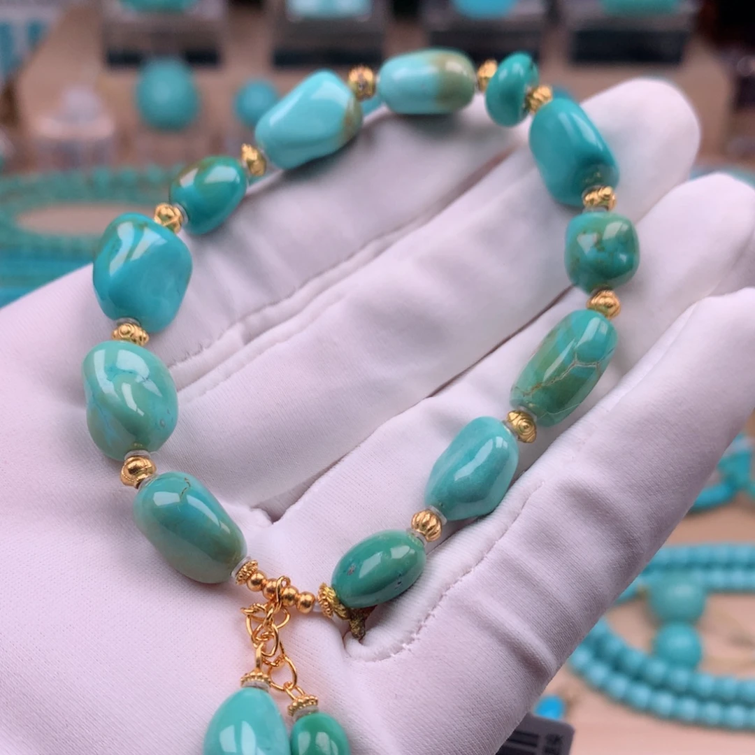 绿松石银S925镀金镶嵌珠宝奇石