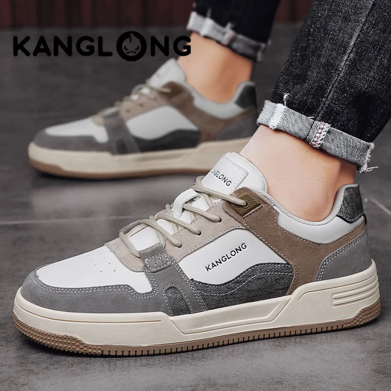 康龙真皮男板鞋冬季2025新款休闲鞋男款韩版潮流百搭低帮真皮男鞋