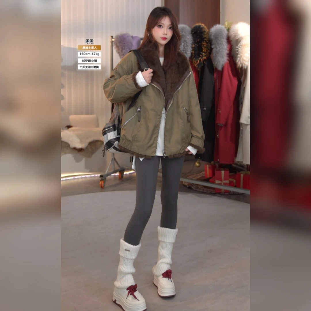 【衫屿】A2593毛袖25年新款大衣女士秋冬短款时尚大气百搭风衣