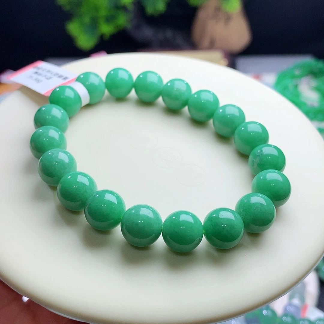 未镶嵌手串翡翠卡10+mm满色果绿