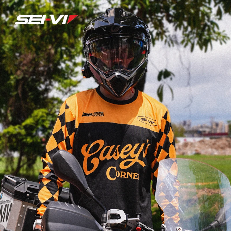 SEI-VI骑行速干衣男复古摩托车骑行服户外女上衣透气防晒T恤机车