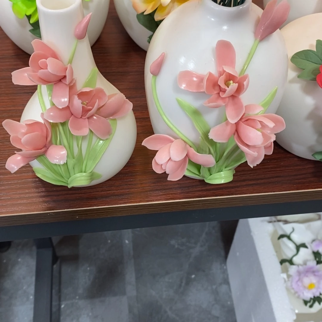 摆件好**伴陶瓷手工花摆件