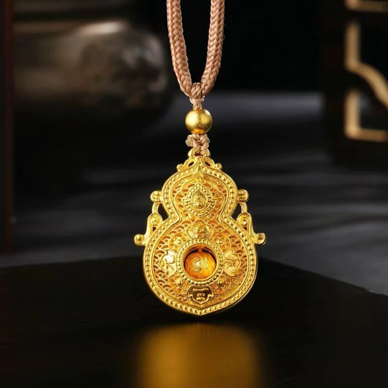 吊坠足银 人生四美古法吊坠手工情侣足银坠链双面复古百搭