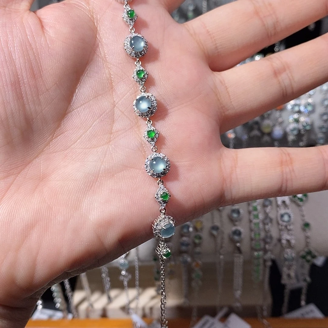 翡翠银S925镶嵌手链