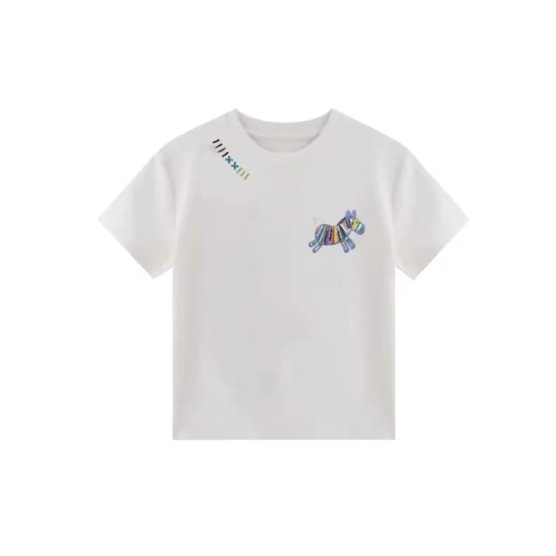 夏季减龄神器！重工刺绣彩虹小马短袖女士T恤Y5143