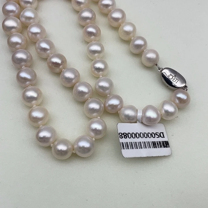 淡水珍珠颈饰银S925镶嵌卡9➕高品捡漏极光白炫彩
