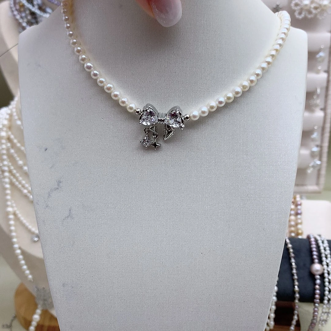 银S925镶嵌耳饰淡水珍珠