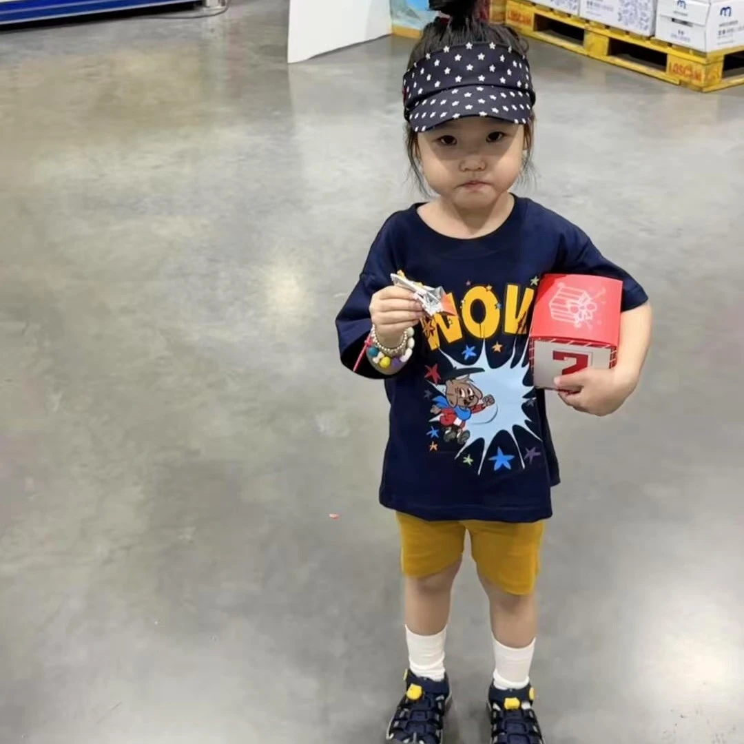 壹妈童装韩版女童洋气套装夏季新款洋气儿童卡通短袖百搭骑行裤