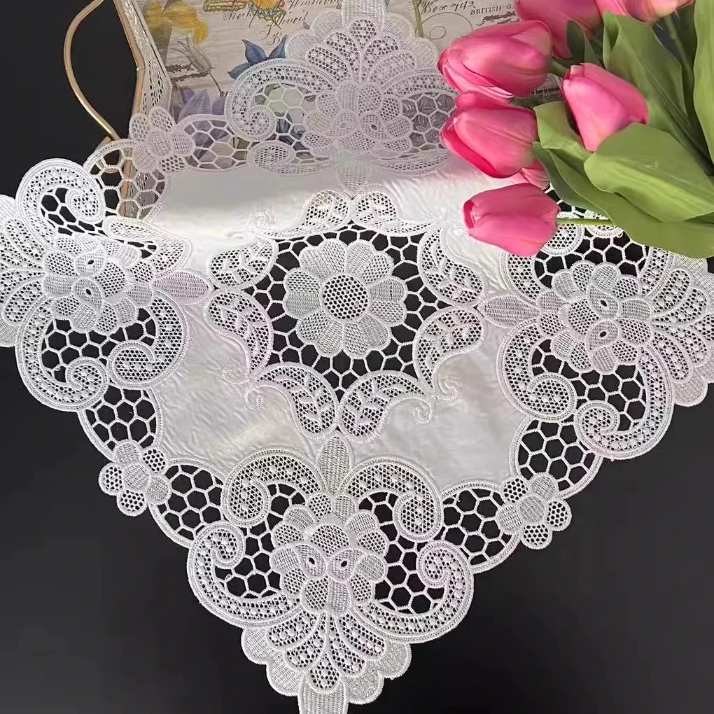 蕾丝白色万能盖巾百搭镂空酒柜玻璃柜装饰布沙发欧式多用盖布巾