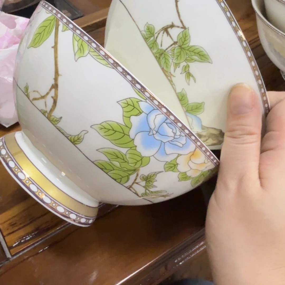 瓷片瑕疵琴瑟合鸣6寸2个面碗66666