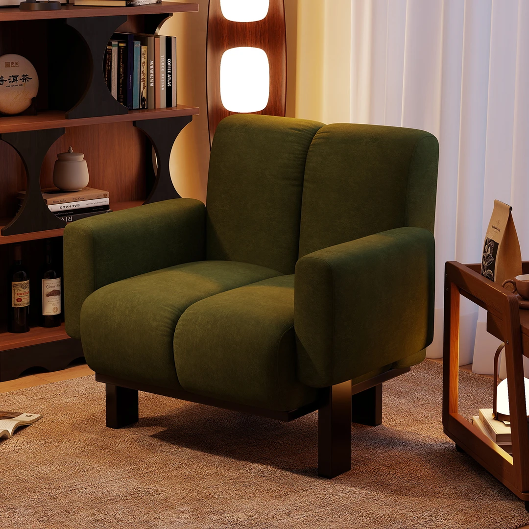 美物俪家考拉单人沙发椅法式中古风客厅休闲椅复古设计师沙发单椅