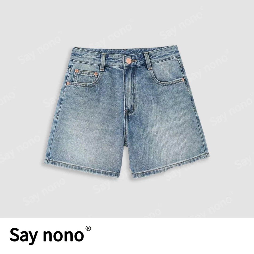 懒猫nono│Saynono 天丝苎麻A字板牛仔短裤/XX1031