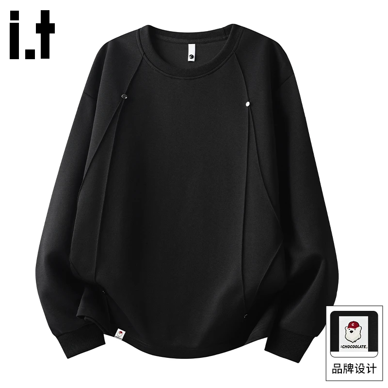 it :CHOCOOLATE春秋时尚休闲卫衣男款潮流宽松百搭圆领长袖打底衫