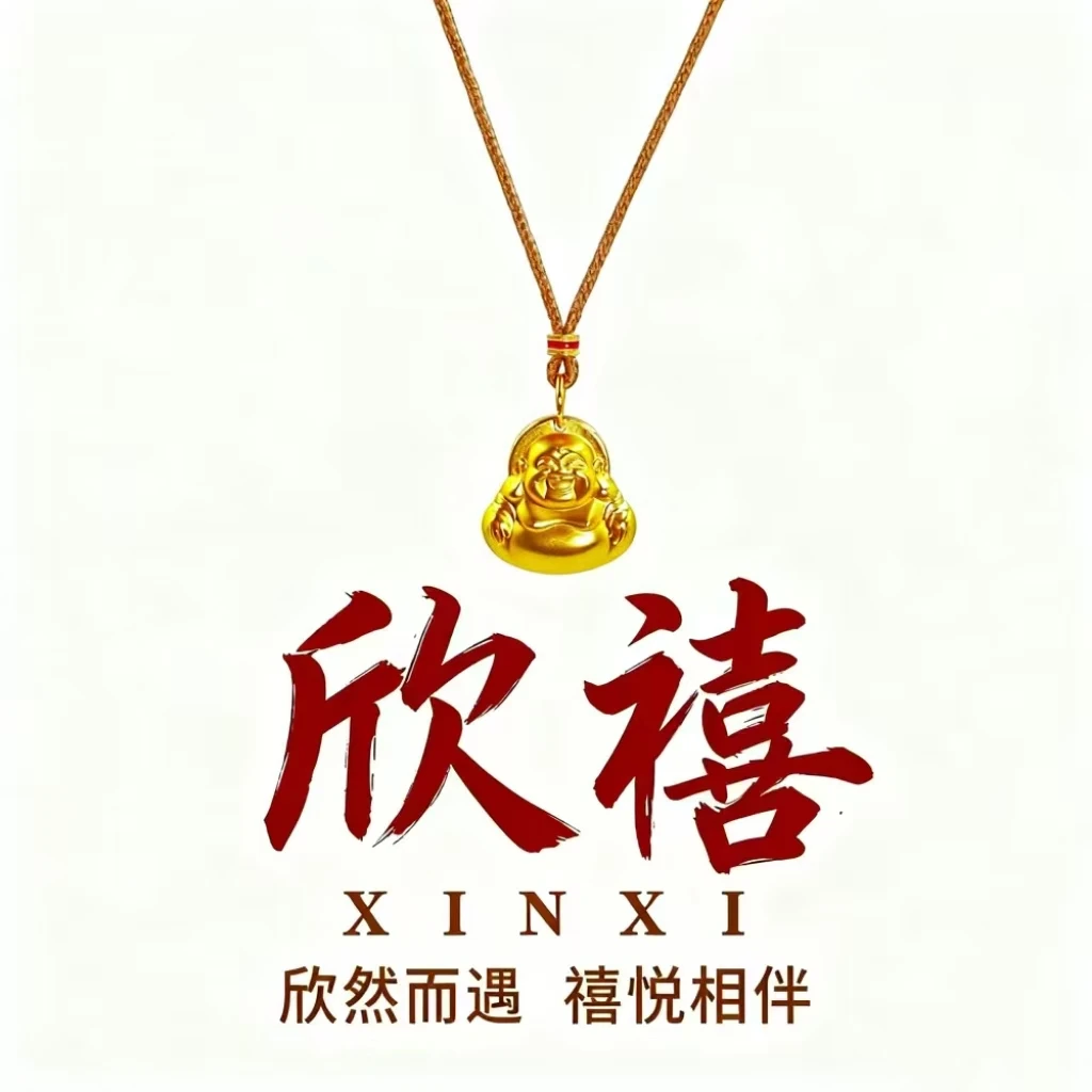 合金项链 欣禧大肚佛金色弥勒佛项链民族风03