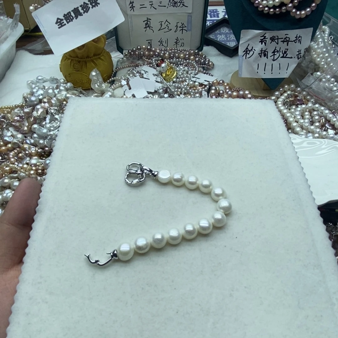 银S925镶嵌天然淡水珍珠无人工干预淡水珍珠5