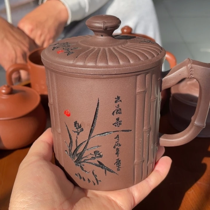 紫泥茶壶梅兰竹菊手工制作老紫泥