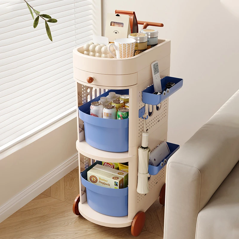 可移动小推车沙发边柜床头收纳架客厅家用边几多层书本零食置物架