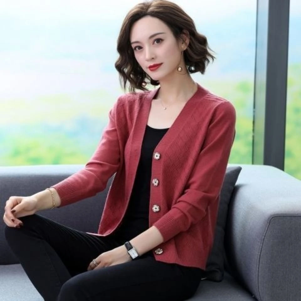 女宽松常规宽松型厚款针织衫修身春秋时尚长袖韩版秋季