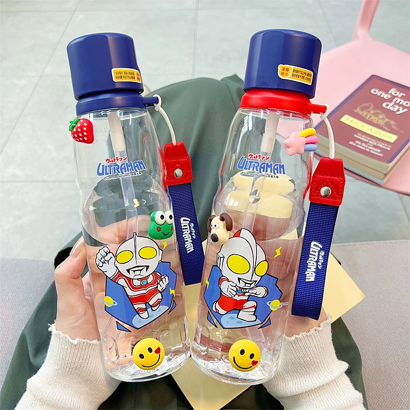 奥特曼大容量水杯儿童上学专用男孩塑料杯幼儿园小学生吸管随手杯
