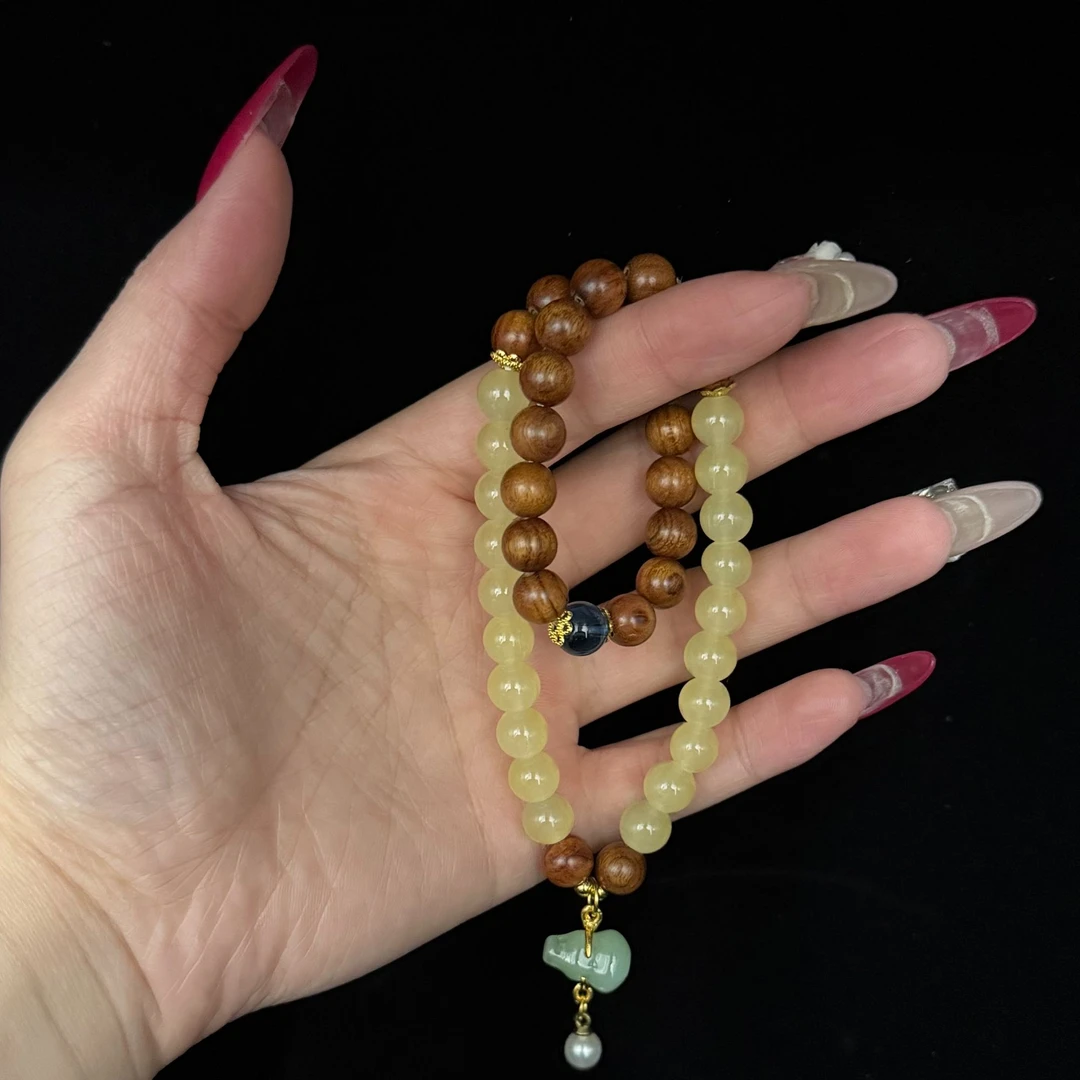 m-ac001 【无礼盒】精选檀木双拼手串