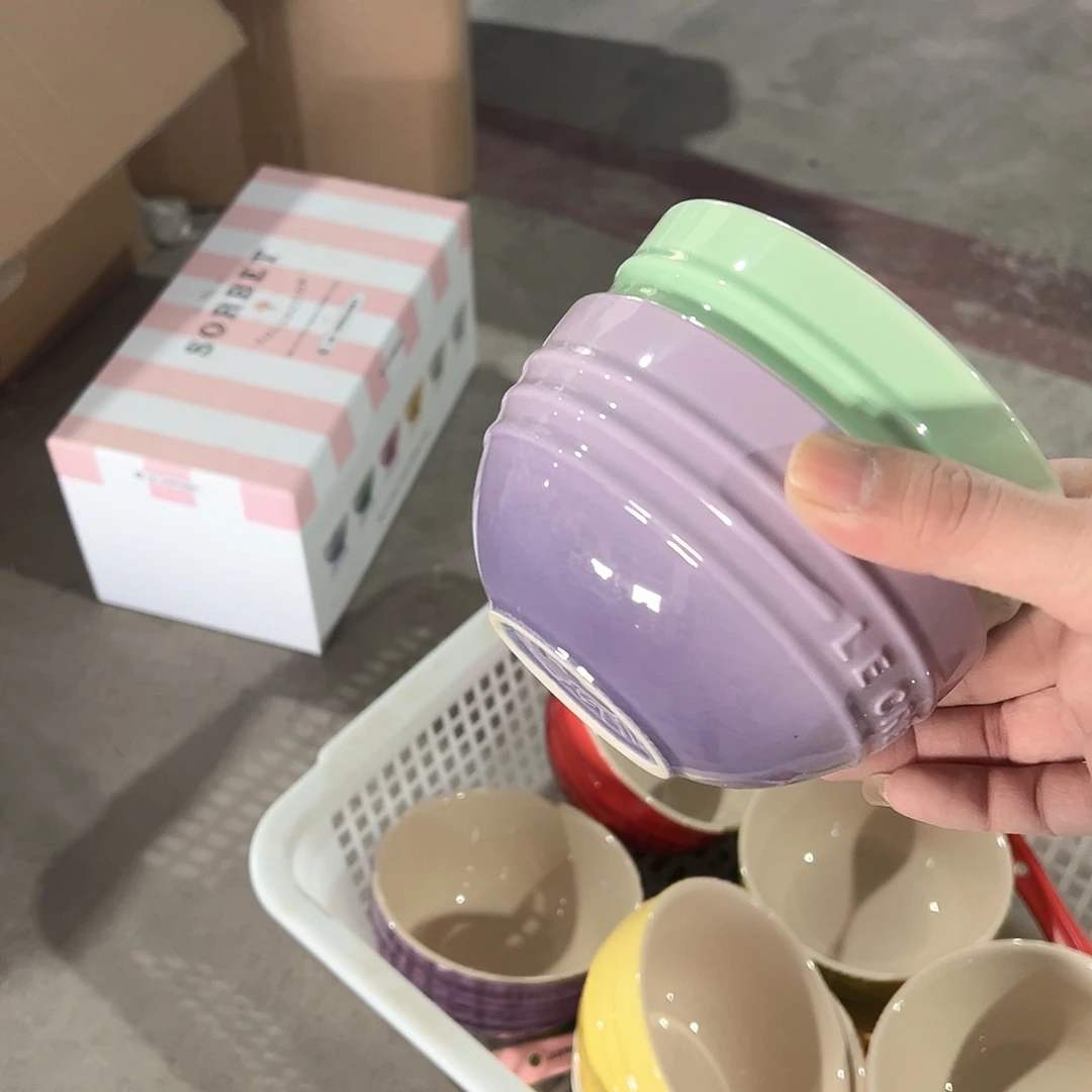 陶瓷 瑕疵 4.75碗 浅紫➕青