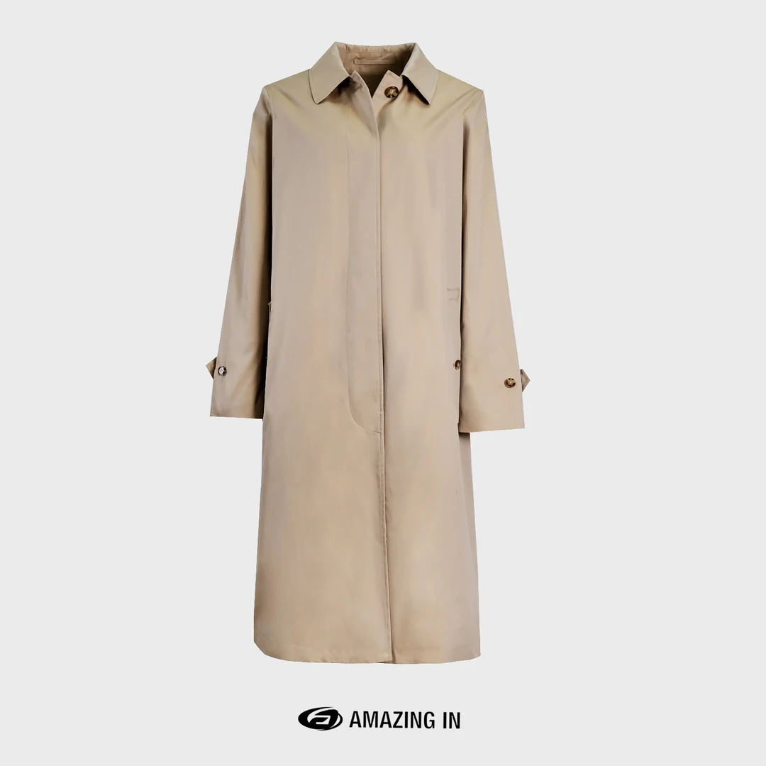 AMAZING IN 英伦风高级感纯色单排扣长款风衣外套A23716-LW001