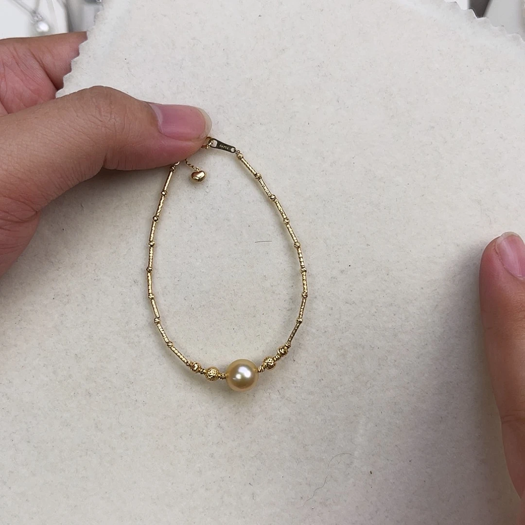 18K金镶嵌手链海水珍珠