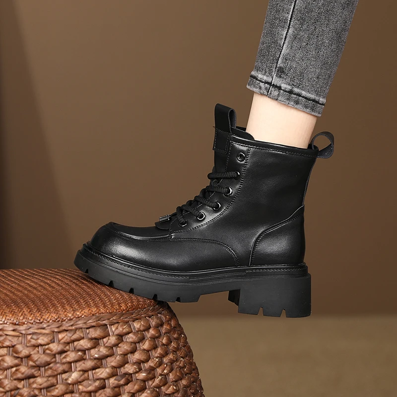 【sensen】秋冬季新款复古时尚休闲百搭厚底短靴女靴子女