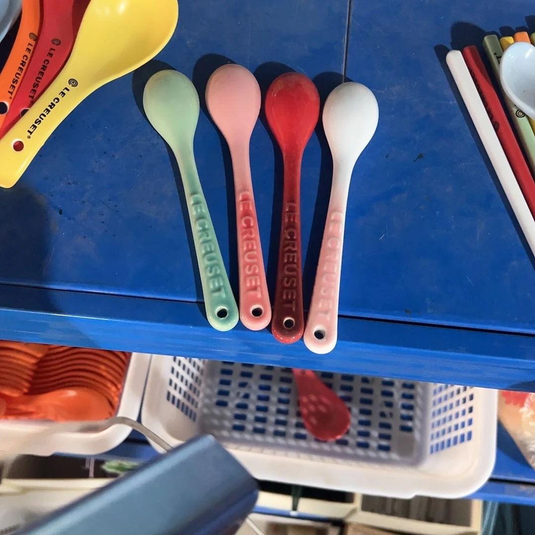 陶瓷  咖啡勺 青羽 粉 红 粉白