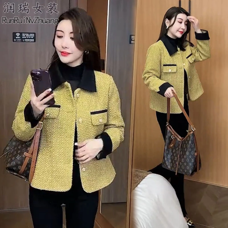 韩版小香风红色短外套女2025秋季新款气质百搭时尚加厚短款夹克潮