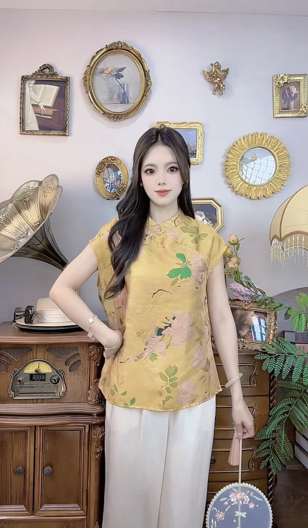 《柠檬黄梨花》新中式女装温婉风山系休闲风清冷新中式
