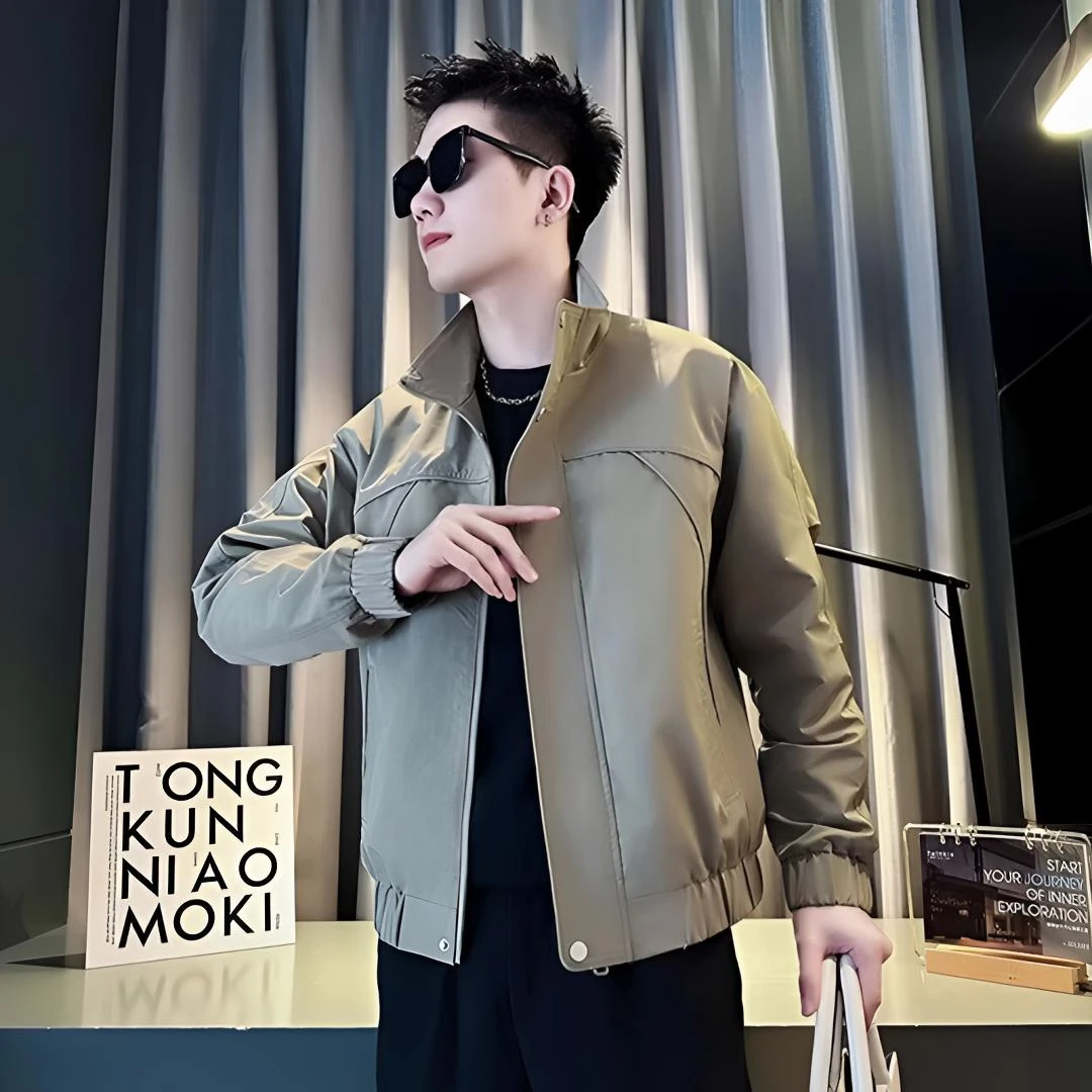 男士休闲外套春秋季2025新款男装高级感痞帅外衣时尚百搭立领夹克