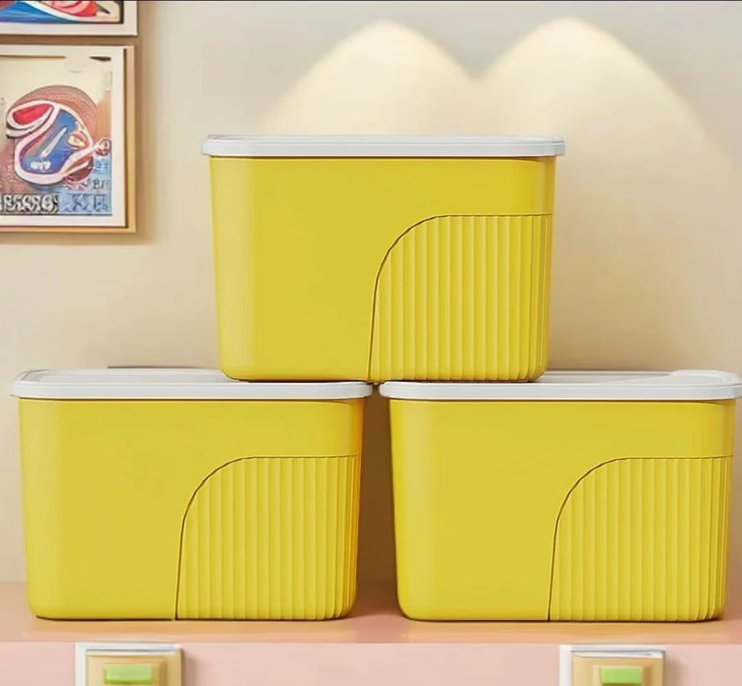 【三件装】黄色收纳箱家用储物杂物儿童书本玩具整理箱宿舍收纳盒黄