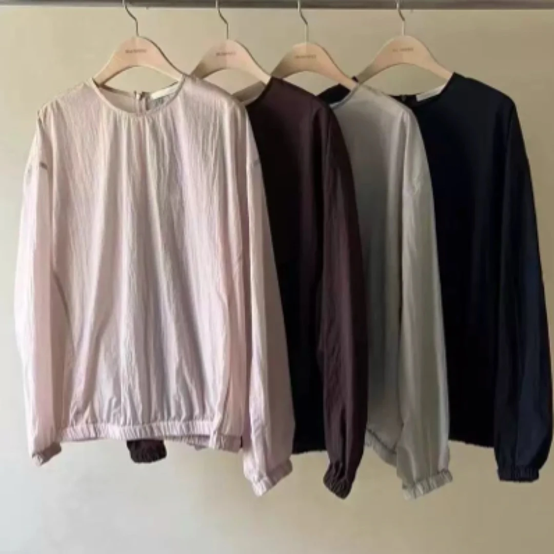 现货！韩国东大门代self service2025夏新圆领简约薄款防晒衬衫