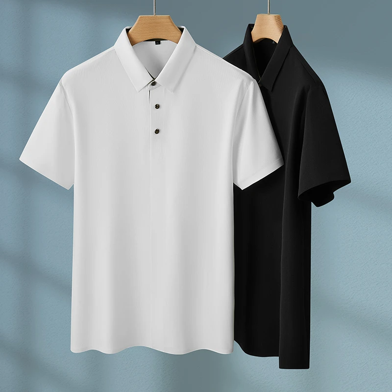 胖子短袖男夏季Polo衫夏季薄款净色POLO衫大码男士加肥码无痕衬衫