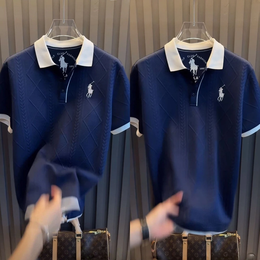 【Npkp&Victorit官方】 2025夏季高端奢品麦穗纹路刺绣短袖polo衫潮