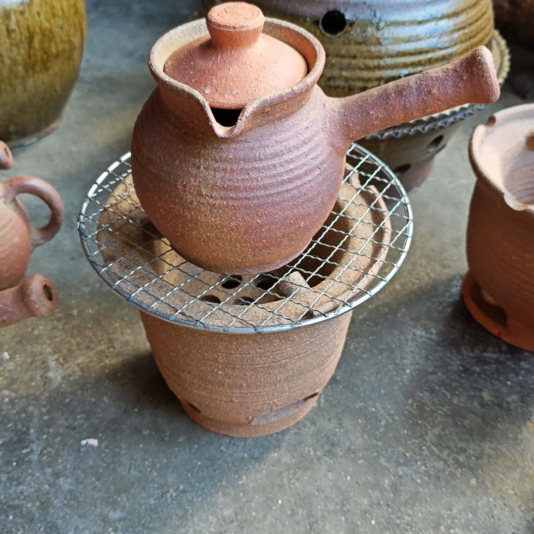 粗陶烤茶罐围炉套装
