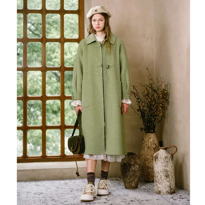 【小余专属】菀草壹2025冬季减龄直筒羊毛大衣双面呢L07830451