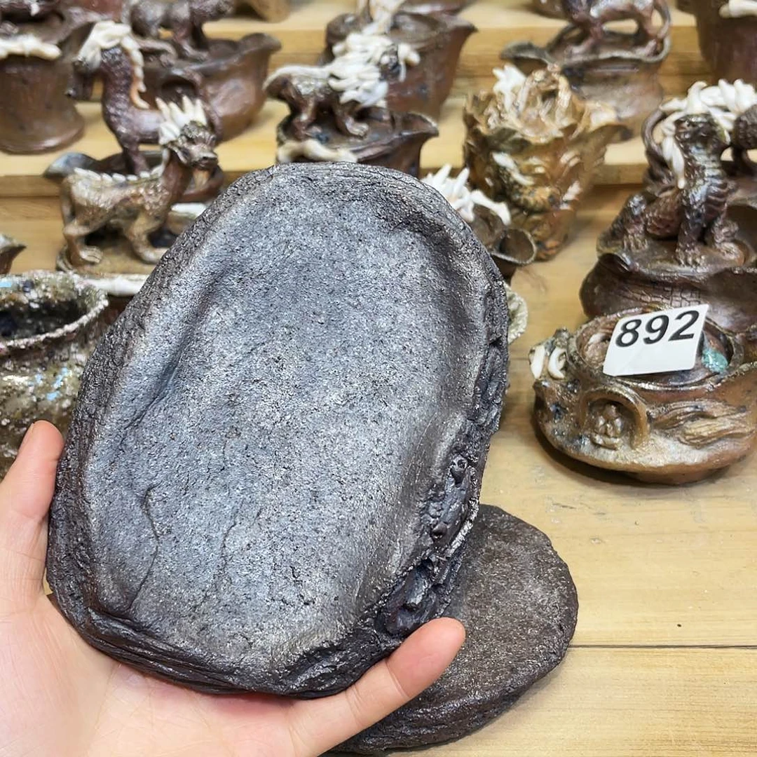 瓶柴烧粗陶手捏壶承