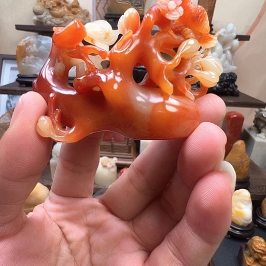 石材寿山结晶蜡烛红芙落石