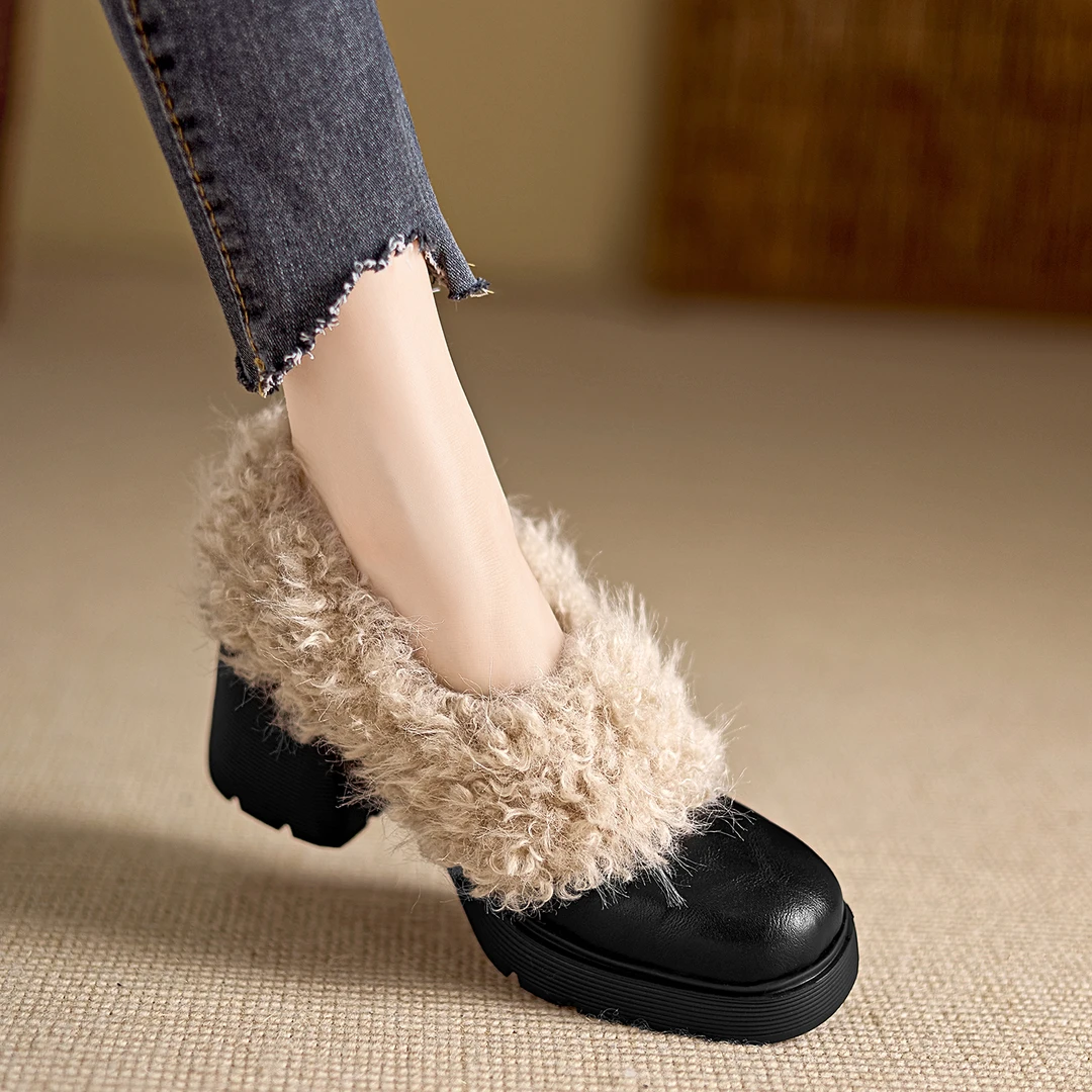 小个子手工女鞋6.5cm~乐福鞋百搭厚底冬季保暖阔腿裤必备鞋后妈鞋