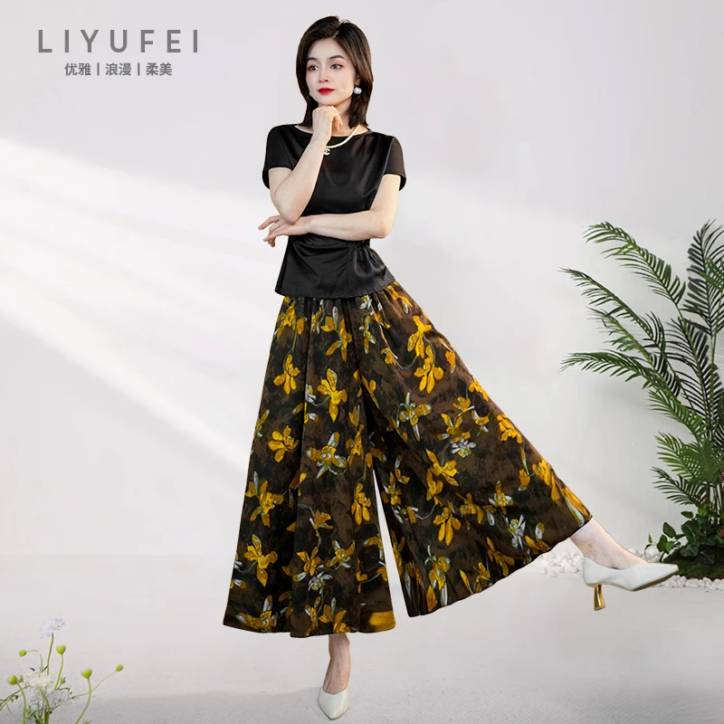 金枝玉叶裙裤休闲裤女2025年新款半身裙宽松显瘦洋气大摆妈妈裤裙